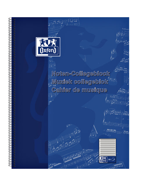 Oxford - Collegeblk oxf a4+ muziek 4gaats 100pag 80gr blauw