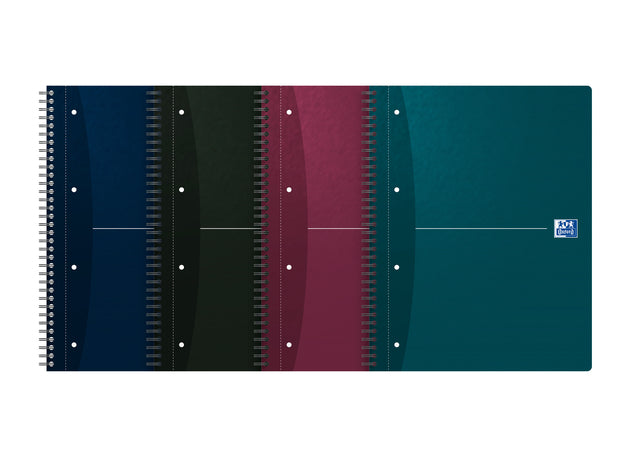 Bloc spirale Oxford Essentials A4+ 90 feuilles ligne 4 trous assorties | 5 pièces