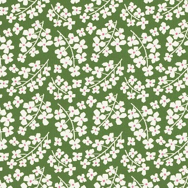Klika - Cadeaupapier - Geschenkpapier - Daisy green on white ribbed 50 cm