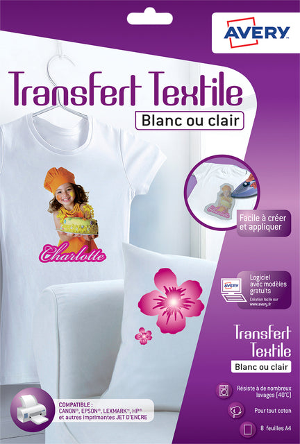 Transfert t-shirt Avery C9405-8 A4 8 feuilles
