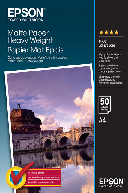 Papier jet d'encre Epson S041256 A4 mat 167gr 50 feuilles