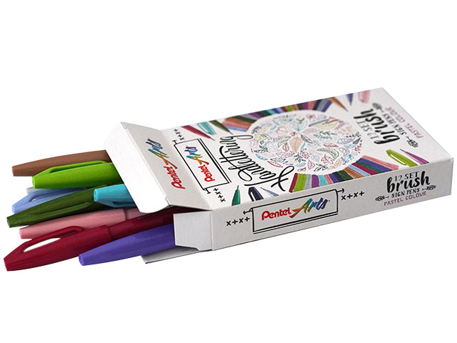 Brushpen Pentel Sign SES15C étui de 12 couleurs pastel