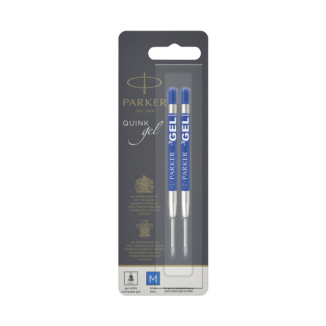 Recharge stylo gel Parker Quink bleu moyen