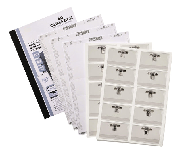 Durable - Badge durable met combiklem 54x90mm set 20st