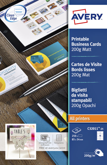 Carte de visite Avery C32011-10 85x54mm 200gr 100 pièces