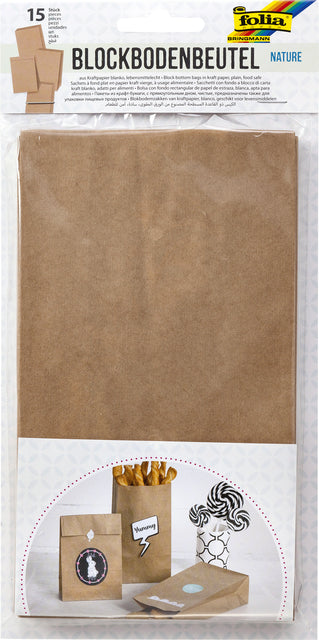 Folia Paper - Blokzk folia 12x6x21 foodsafe kraft set à 15 stuks