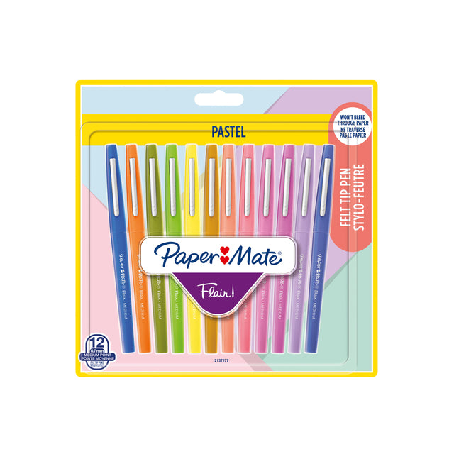 Fineliner Paper Mate Flair Pastel blister de 12 couleurs