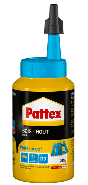 Pattex Colle à Bois D3 Imperméable 250ml | 12 pièces