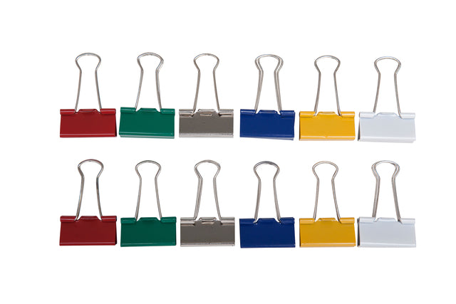 Pince à papier MAUL 213 Foldback 32mm capacité 13mm assortis | 12 pièces