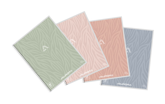 Cahier Aurore A5 ligne 120 pages 80gr spirales assorties