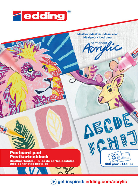Edding - Olie-acrylblok edding 30010 a6 20 vel 300gr wit