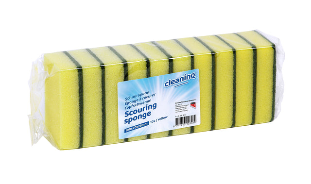 Cleaninq - Schuurspons cleaninq 100x70mm gl/gr 10st | 50 stuks