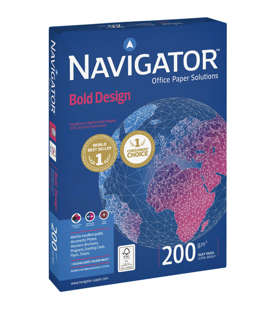 Papier copie Navigator Bold Design A4 200gr blanc 150feuilles | 7 pièces