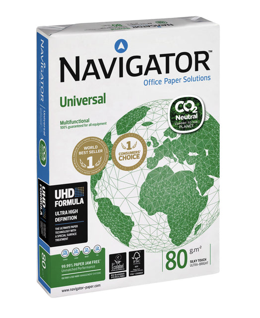 Papier copie Navigator Universal CO2 A4 80gr blanc 500 feuilles | 5 pièces