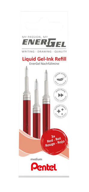 Recharge de stylo gel Pentel LR7 Energel 0.4mm rouge lot de 3 pièces