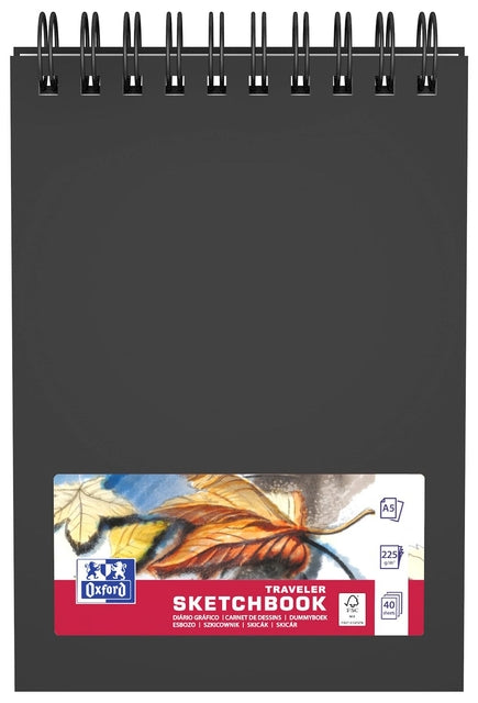 Carnet de croquis Oxford A5 40 feuilles 225gr spirale | 5 pièces