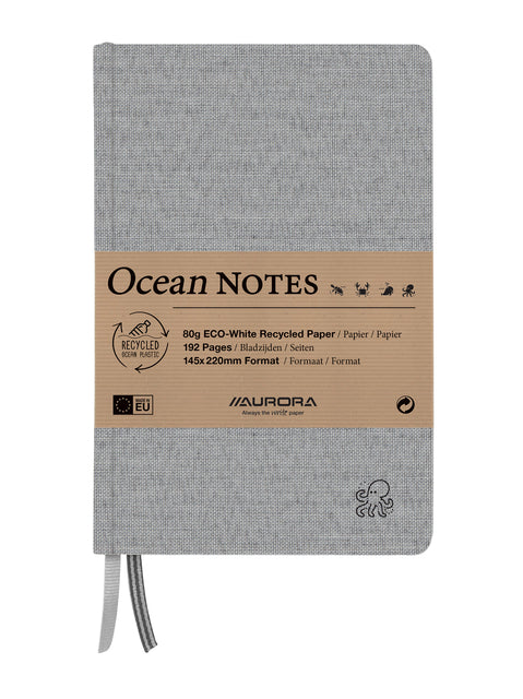 Aurora - Notitieboek aurora ocean a5 192blz lijn 80gr grijs | 4 stuks