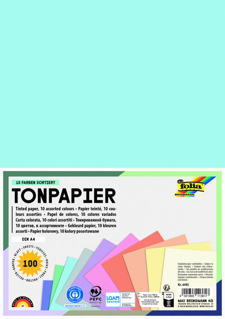 Folia - Knutselpapier folia a4 100vel 10 pastelkleuren