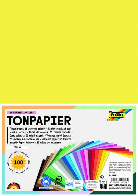Folia - Knutselpapier folia a4 100vel 25 kleuren
