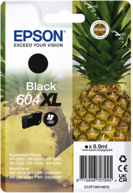 Cartouche d'encre epson 604xl t10h14 noir | 10 morceaux
