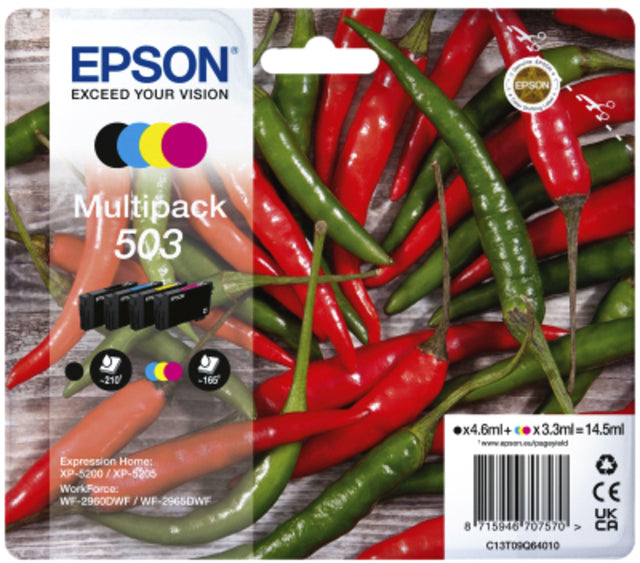 Cartouche d'encre Epson 503 T09Q64 noire + 3 couleurs