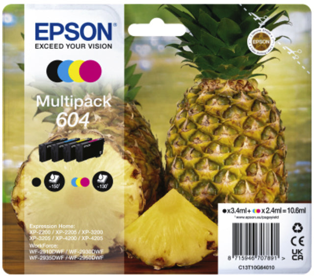 Cartouche d'encre Epson 604 T10G46 noire + 3 couleurs