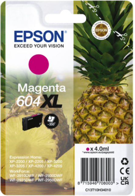 Cartouche d'encre epson 604xl t10h34 rouge | 10 morceaux