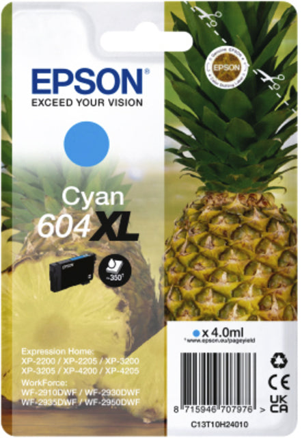 Cartouche d'encre epson 604xl t10h24 bleu | 10 morceaux