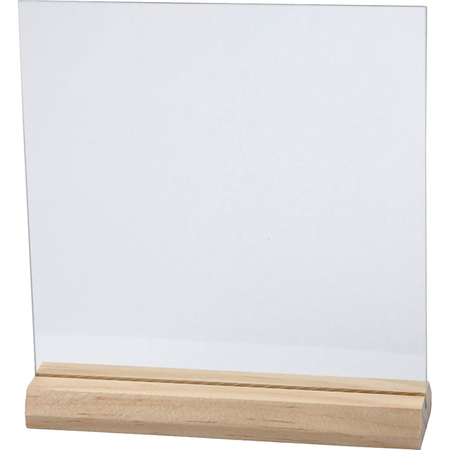 Creotime - Glasplaat crea com 15.5cmx15.5cm houten voet