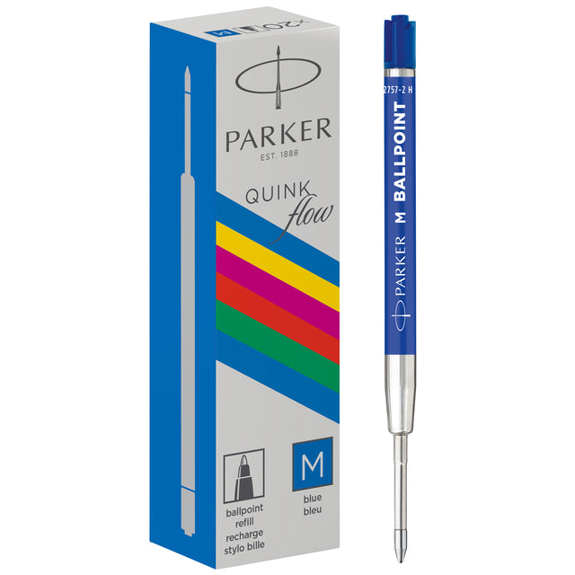 Recharge stylo bille Parker Economic bleu moyen | 20 morceaux