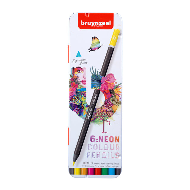Crayon de couleur bruynzeel 6 pièces couleurs fluo | 6 morceaux