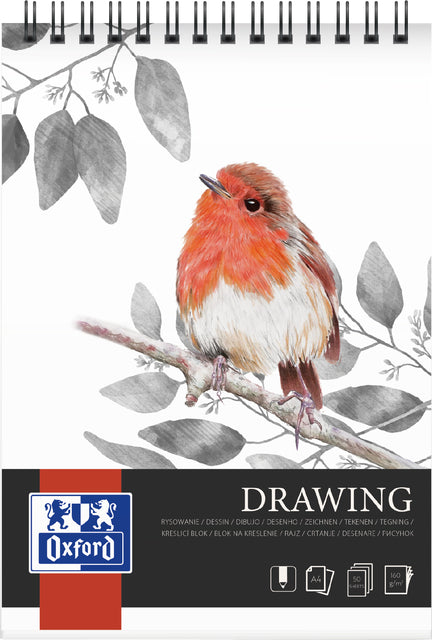 Bloc dessin Oxford Drawing A4 spirale 50 feuilles 160gr