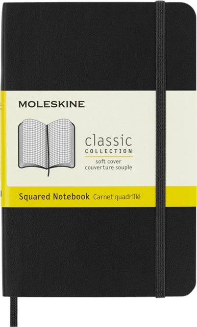 Moleskine - Notitieboek moleskine pocket 90x140 ruit 5x5 sc zw