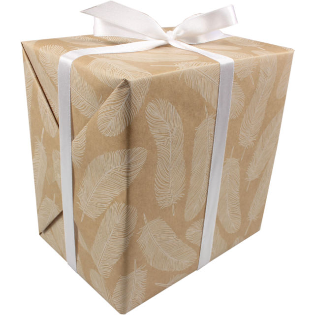 Klika - Cadeaupapier | 50cm | 200m | 60gr/m² | Naturals veren | naturel/wit