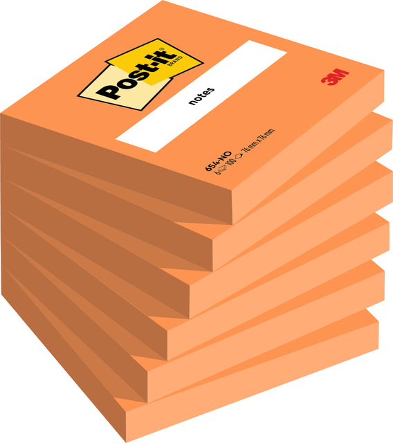 Bloc-notes 3M Post-it 654 76x76mm orange fluo