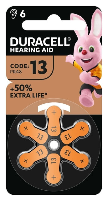 Batterie Duracell Hearing DA13 Ø7.9mm 310mAh 6 pièces