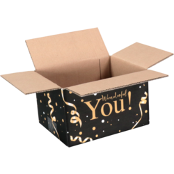 Klika - Geschenkdoos | Wonderful You | golfkarton | 200x160x130mm | zwart/goud | 15 stuks
