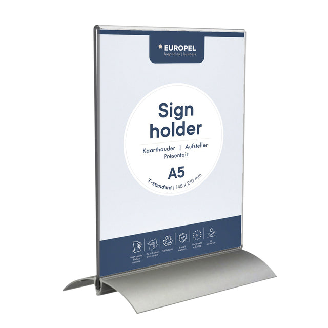 Europel - Kaarthouder europel a5 t-standaard acryl alu | 10 stuks
