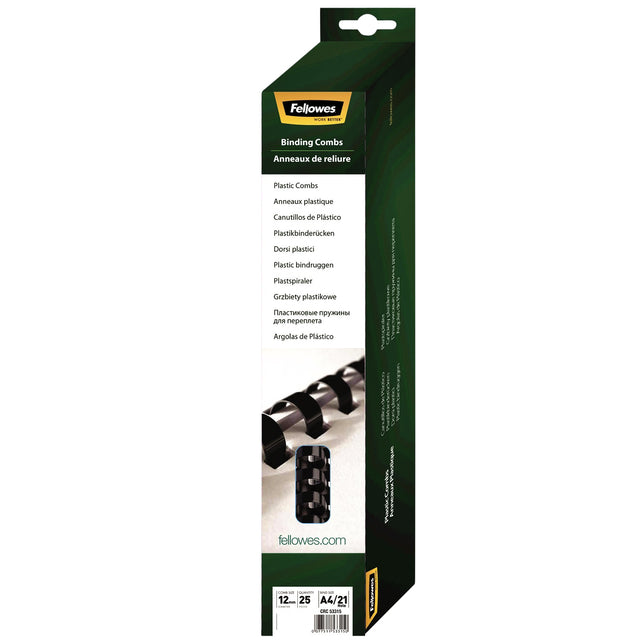 Fellowes - Bindrug fellowes 12mm 21rings a4 zwart