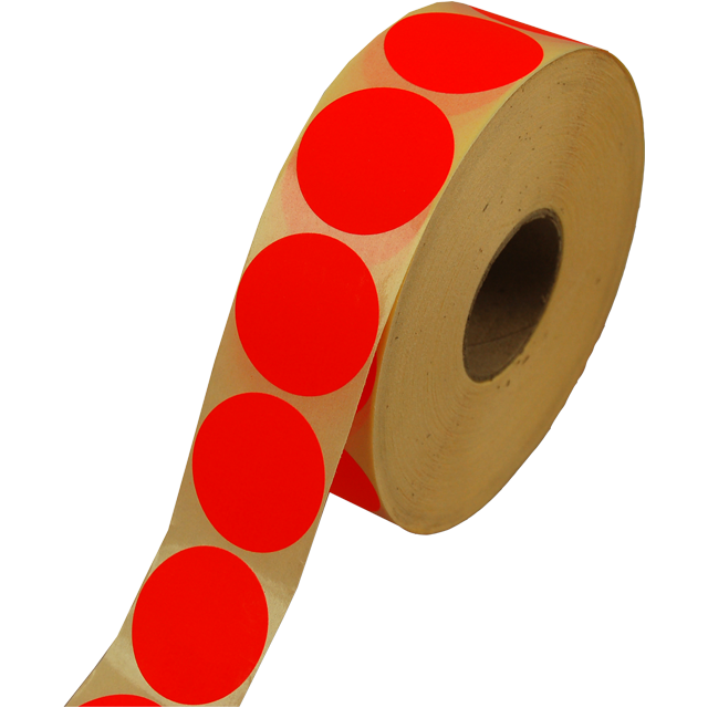 Klika - Etiket | Reclame-etiket | papier | permanent | ∅35mm | fluor/rood | rol à 2000 stuks