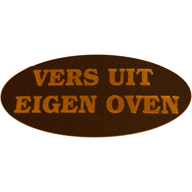 Klika - Etiket | Reclame-etiket | papier | Vers uit eigen oven | permanent | 60x30mm | zwart/goud | rol à 500 stuks