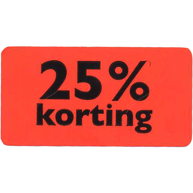 Klika - Etiket | Reclame-etiket | papier | 25% korting | permanent | 47x25mm | fluor/rood | rol à 1000 stuks