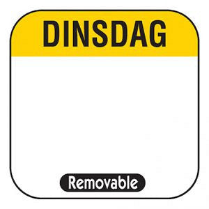 Daglabel beschrijfbaar afm. 25x25mm 1000 stuks etiket DINSDAG