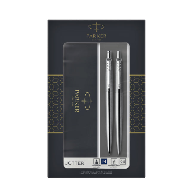 Stylo bille et portemine Parker Jotter acier inoxydable CT medium