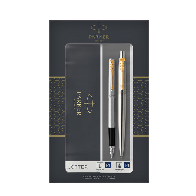 Stylo bille et stylo plume Parker Jotter acier inoxydable GT medium