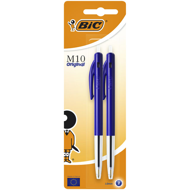 Stylo bille Bic M10 bleu moyen blister de 2 pcs