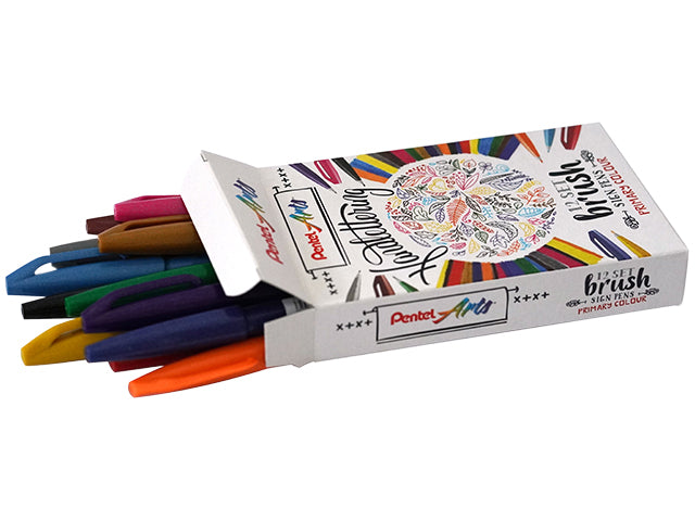 Stylo pinceau Pentel Sign SES15C pochette avec 12 couleurs standards