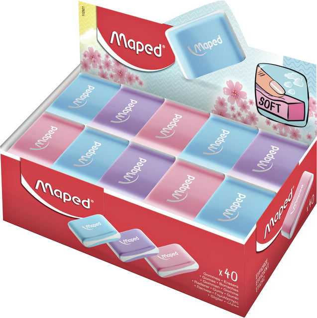 Gum Maped Essentials présentoir pastels tendres de 40 pièces assorties | 40 pièces