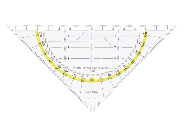 Géotriangle Aristo 1552 160mm transparent avec bord jaune | 10 morceaux
