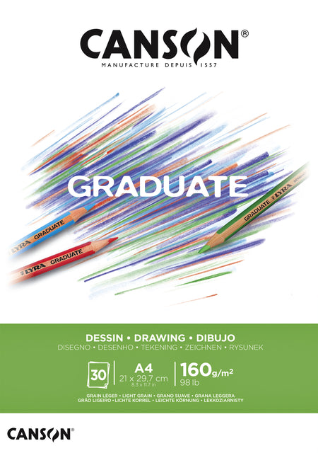 Canson - Tekenblok canson graduate dessin a4 160gr 30 vel